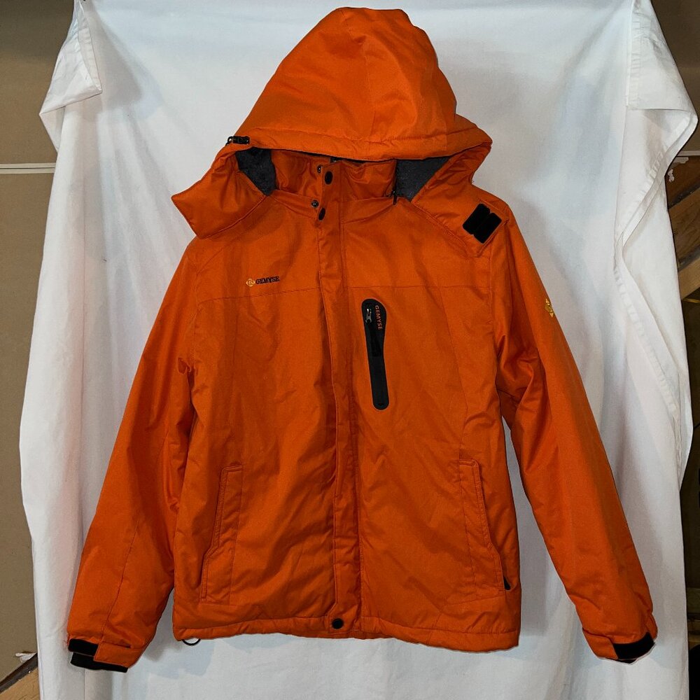 GEMYSE Mens Small Waterproof Winter Ski Snowboard Jacket Orange Fleece Lined